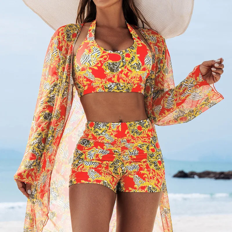 Women’s 3-Piece Bikini Set – Sexy High-Waist Swimwear 2025