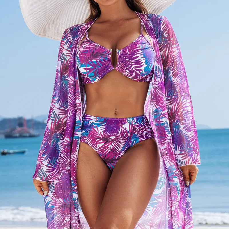Women’s 3-Piece Bikini Set – Sexy High-Waist Swimwear 2025