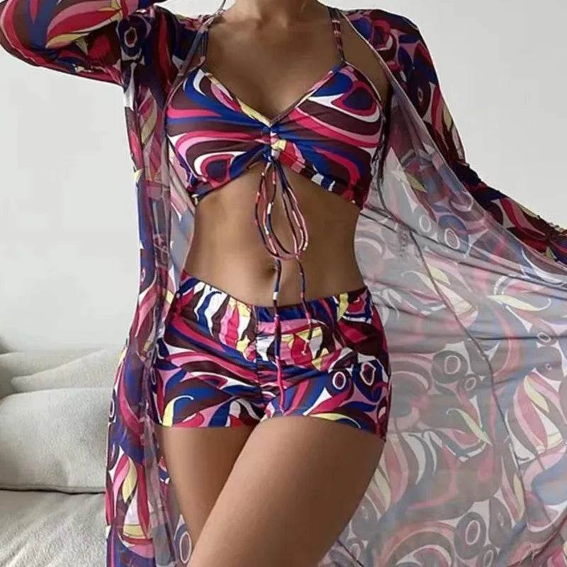 Summer Print Swimsuits Tankini Sets Female Swimwear Sports Beach Wear Two-Piece Bathing Suit Girls Pool Women Swimming Suit 2025