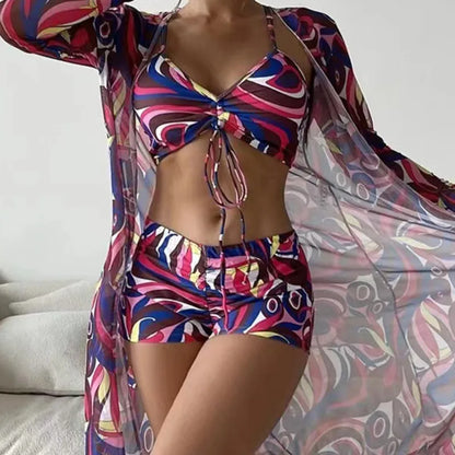 Summer Print Swimsuits Tankini Sets Female Swimwear Sports Beach Wear Two-Piece Bathing Suit Girls Pool Women Swimming Suit 2025