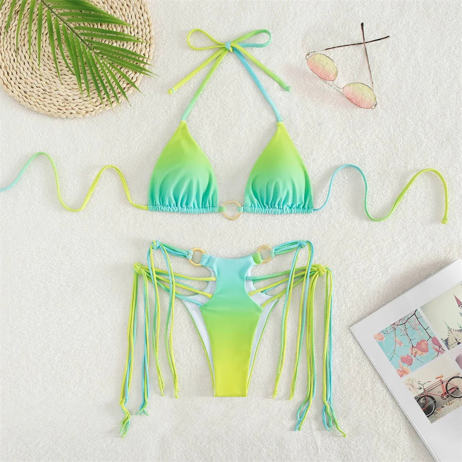 Gradient Print Bikini Set – 2-Piece Sexy Swimwear