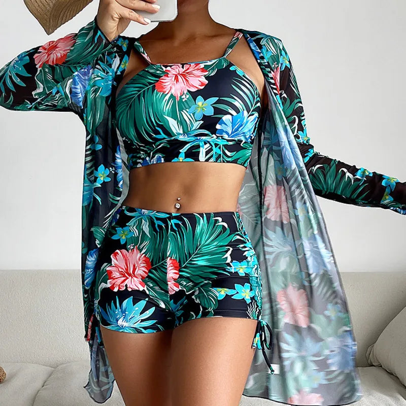 Women’s 3-Piece Tankini Set – Push-Up Swimwear 2025