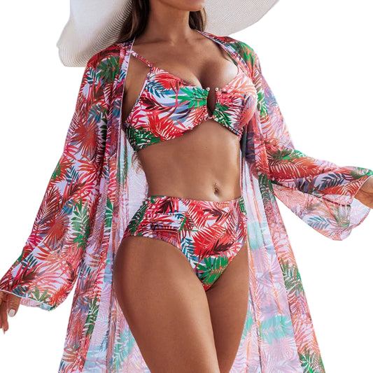 Women’s 3-Piece Bikini Set – Sexy High-Waist Swimwear 2025