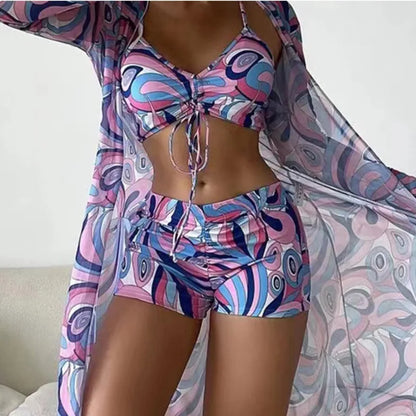 Summer Print Swimsuits Tankini Sets Female Swimwear Sports Beach Wear Two-Piece Bathing Suit Girls Pool Women Swimming Suit 2025