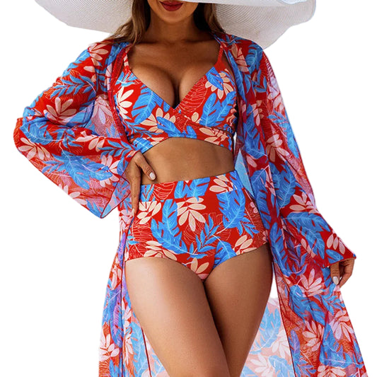 Women’s 3-Piece Bikini Set – Sexy High-Waist Swimwear 2025
