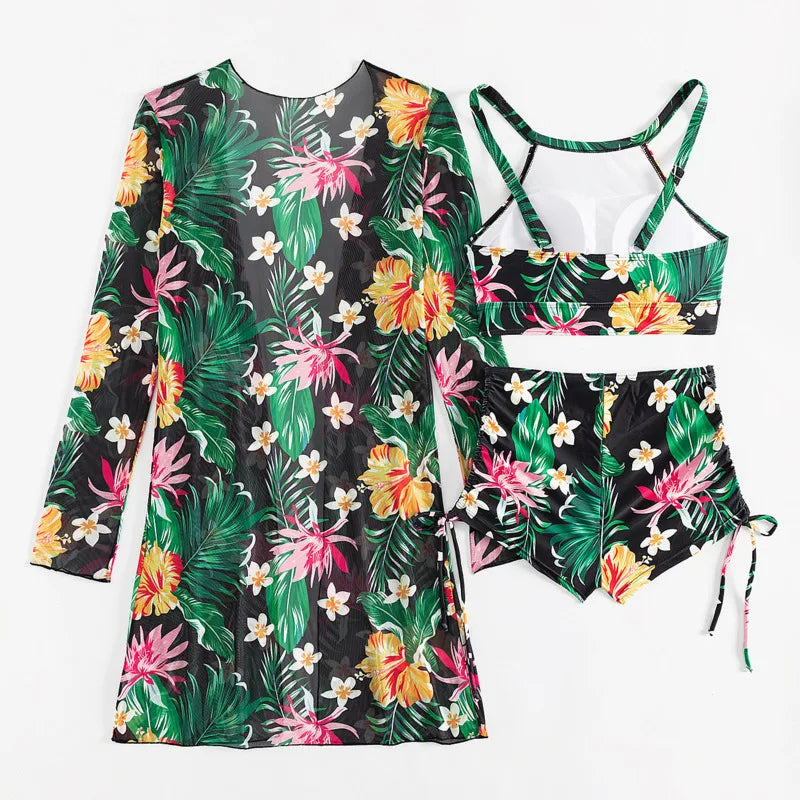 Women’s 3-Piece Tankini Set – Push-Up Swimwear 2025