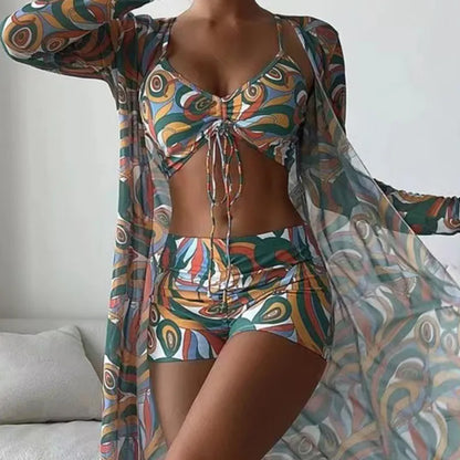 Summer Print Swimsuits Tankini Sets Female Swimwear Sports Beach Wear Two-Piece Bathing Suit Girls Pool Women Swimming Suit 2025