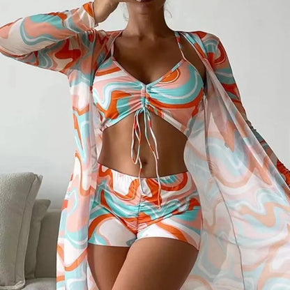 Summer Print Swimsuits Tankini Sets Female Swimwear Sports Beach Wear Two-Piece Bathing Suit Girls Pool Women Swimming Suit 2025