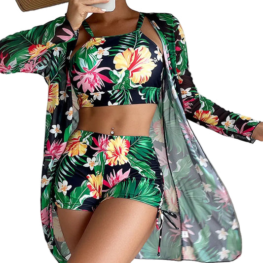 Women’s 3-Piece Tankini Set – Push-Up Swimwear 2025