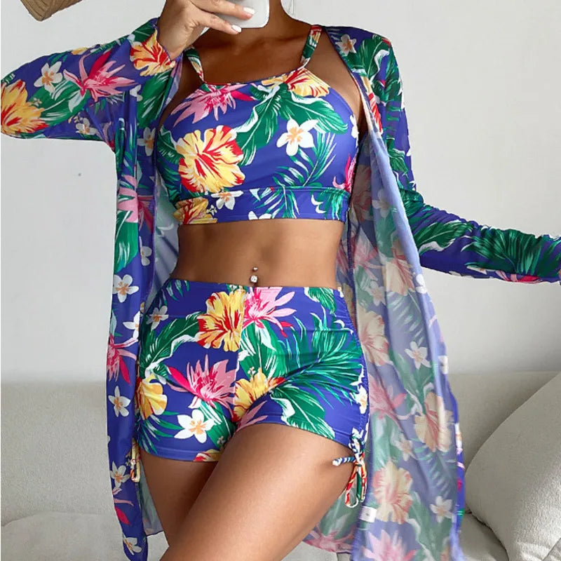 Women’s 3-Piece Tankini Set – Push-Up Swimwear 2025