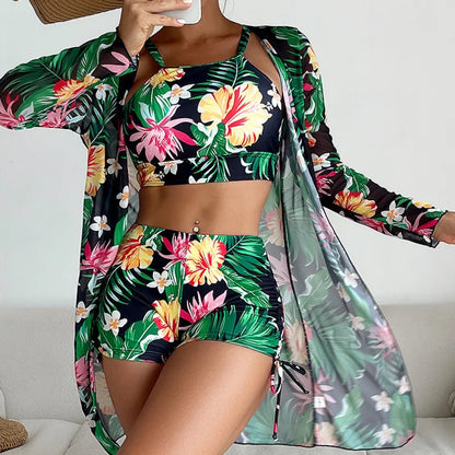 Women’s 3-Piece Tankini Set – Push-Up Swimwear 2025