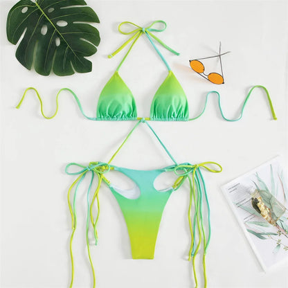 Gradient Print Bikini Set – 2-Piece Sexy Swimwear