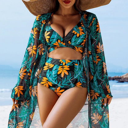 Women’s 3-Piece Bikini Set – Sexy High-Waist Swimwear 2025